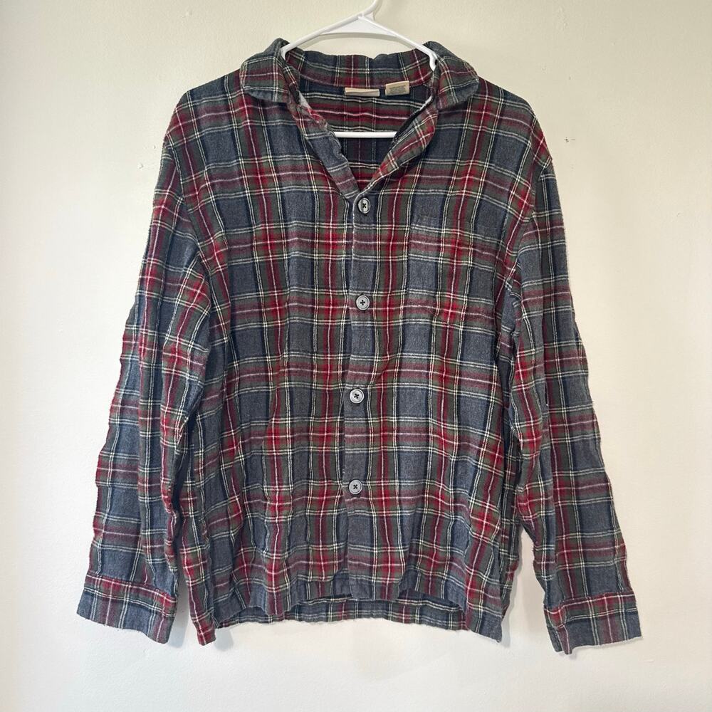 L.L.Bean Men's Scotch Plaid Flannel Pajama Long Sleeve Button Sleep Shirt Small